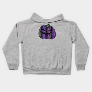 Purple Green Stripes Halloween Horror Pumpkin Kids Hoodie